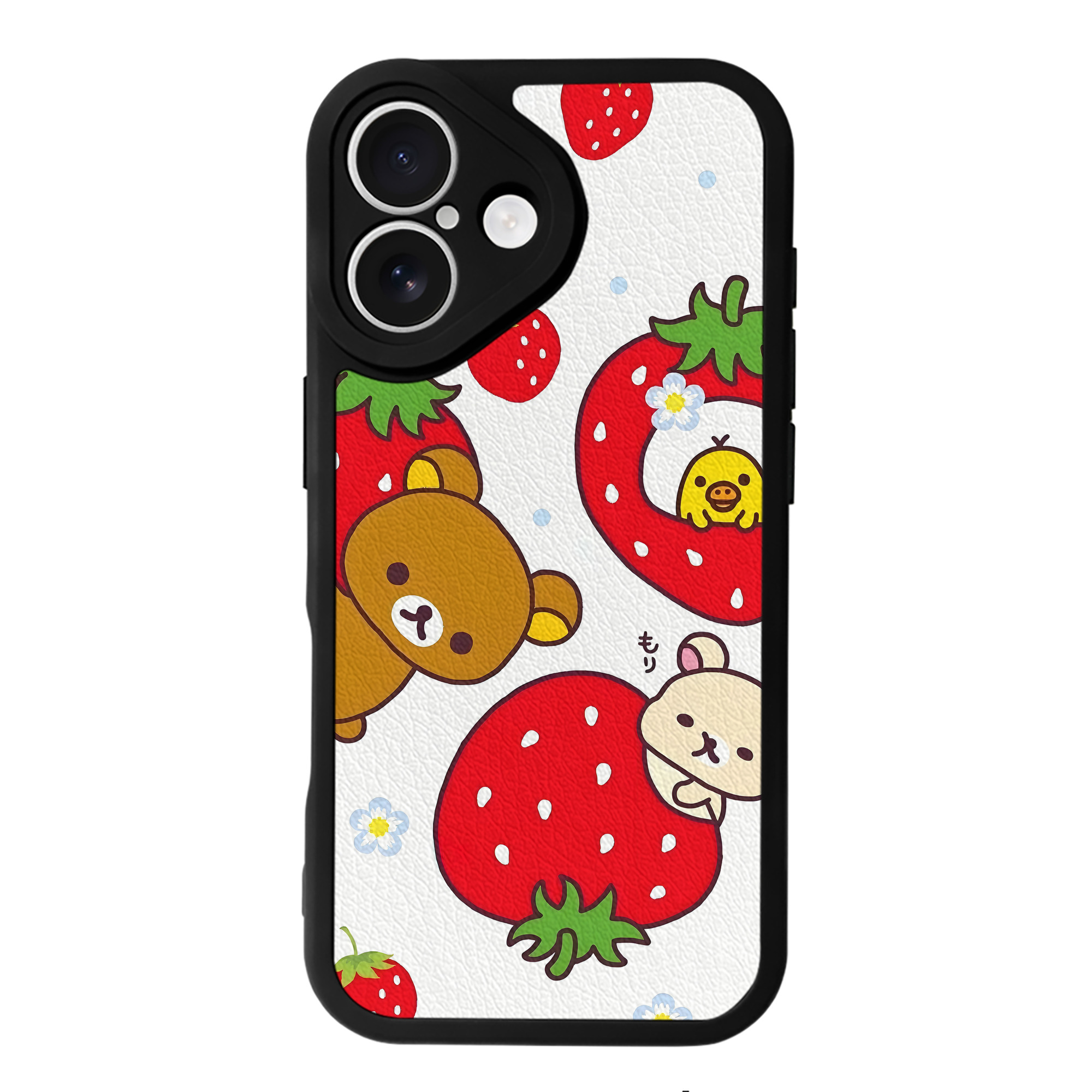 （画像用） リラックマ リラックマ キイロイトリ Rilakkuma Korilakkuma Kiiroitori 【iPhone 16シリーズ対応】シリコンスマホケース（レザー調） 材質：シリコン
